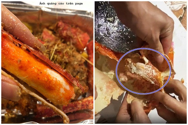 Một khách hàng mua tôm hùm Alaska trên mạng lên đến cả triệu đồng/kg song khi hấp chín chỉ toàn vỏ và nước. Ảnh: Facebook