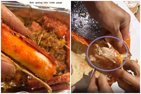 Một khách hàng mua tôm hùm Alaska trên mạng lên đến cả triệu đồng/kg song khi hấp chín chỉ toàn vỏ và nước. Ảnh: Facebook