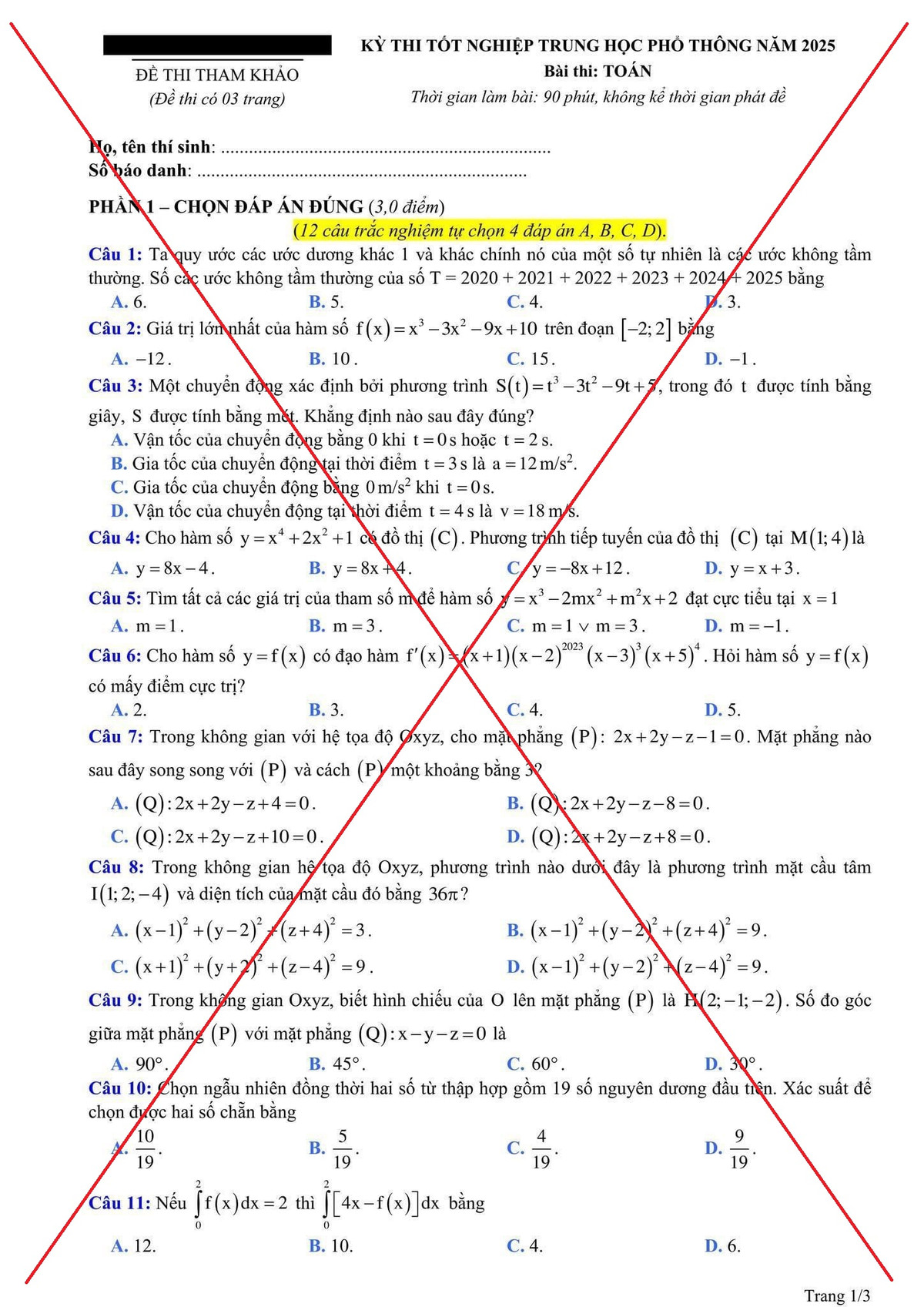 Bo GD&DT len tieng ve de thi mon Toan lan truyen tren mang