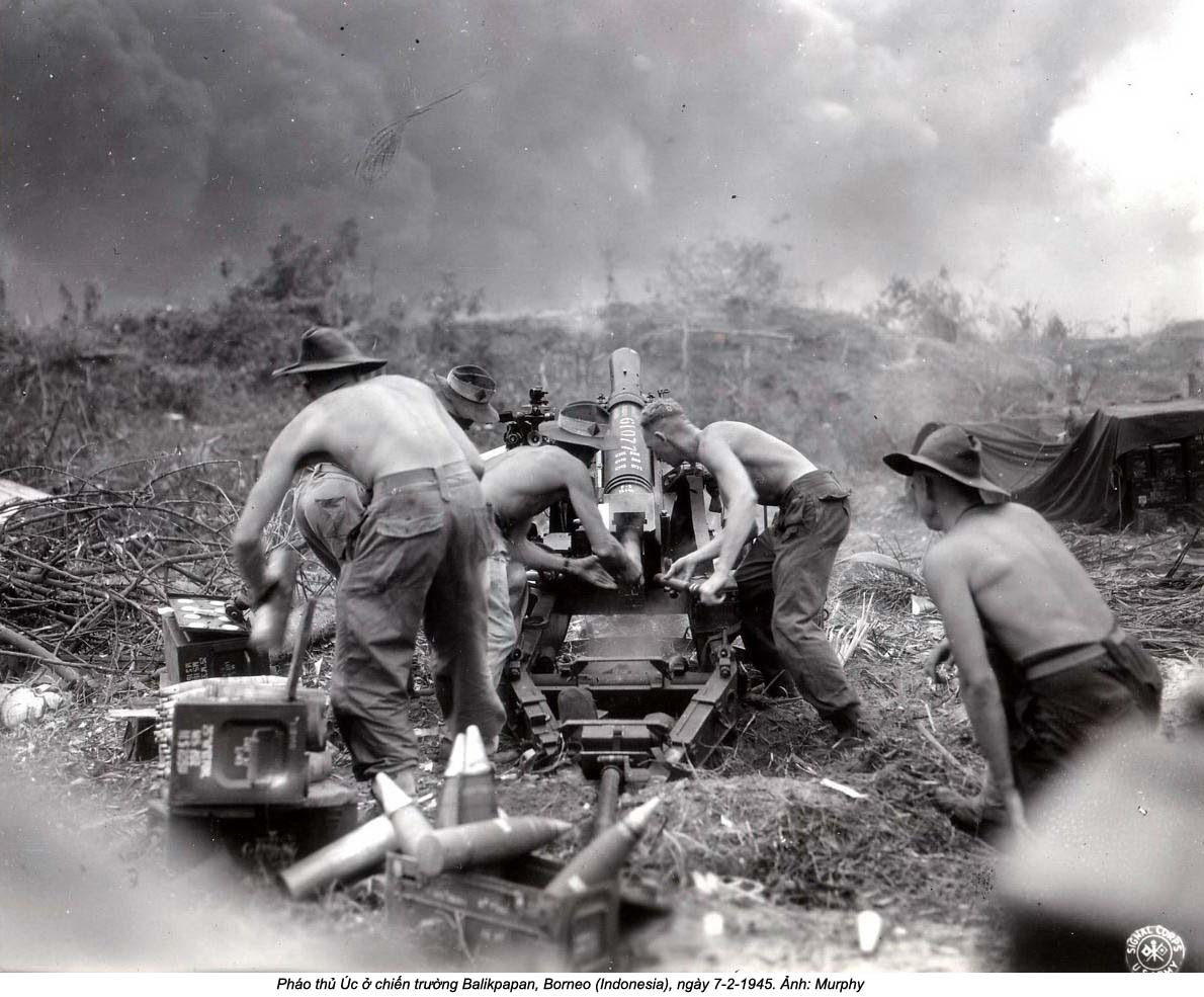 Pháo binh Australia tác chiến trên chiến trường Indonesia. Nguồn ảnh: Flickr.