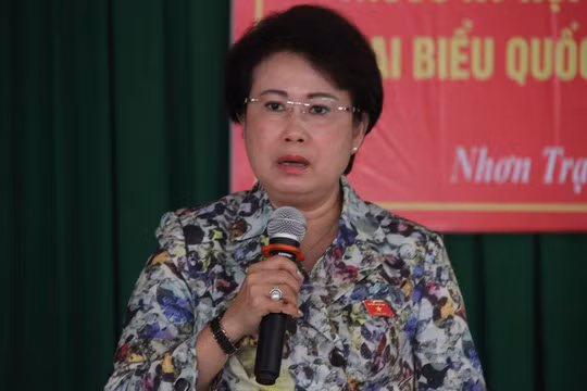 Bà Phan Thị Mỹ Thanh tại buổi tiếp xúc cử tri ngày 2-5