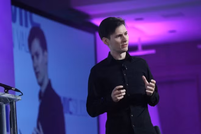 Pavel Durov, người sáng lập Telegram thuyết trình tại San Francisco vào năm 2014. Ảnh: The New York Times