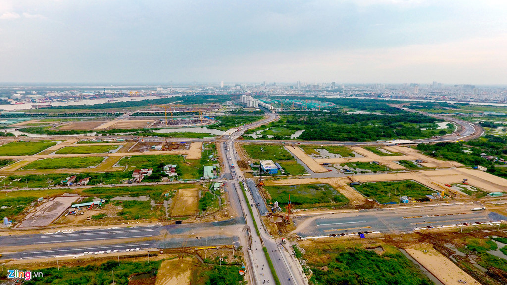 Các tuyến đường chính được Đại Quang Minh đầu tư theo hình thức BT tại Thủ Thiêm. Ảnh: Lê Quân.