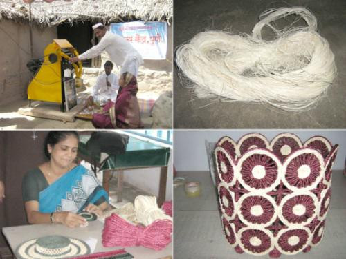 Người ta tách sợi tơ chuối thành vải dùng để đan lát các đồ dùng hoặc đồ trang trí độc đáo.