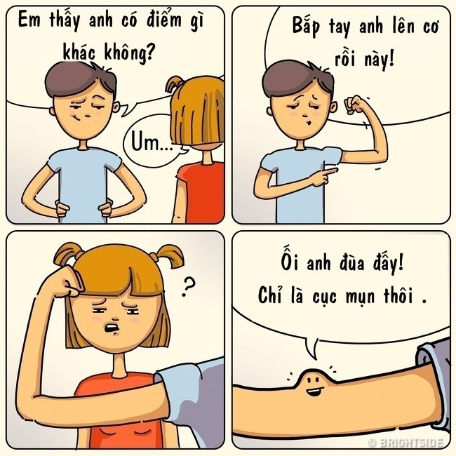 Dẫu không phải là “phái đẹp” nhưng các chàng cũng lắm trò khoe “mã”. Bằng chứng là anh ấy luôn tìm cơ hội để biểu diễn cơ bắp. Tuy có lúc hơi sai nhưng không sao… vẫn ổn!