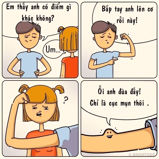 Dẫu không phải là “phái đẹp” nhưng các chàng cũng lắm trò khoe “mã”. Bằng chứng là anh ấy luôn tìm cơ hội để biểu diễn cơ bắp. Tuy có lúc hơi sai nhưng không sao… vẫn ổn!