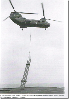 Chiến dịch End Sweep của Mỹ kéo dài từ ngày 6/2 tới ngày 27/7/1973. Mặc dù được cho là đã giải tỏa được khoảng 90% số lượng thủy lôi ở vùng biển Bắc Việt Nam, phía Mỹ cũng chịu thiệt hại bao gồm hai trực thăng và một sàn nâng. Nguồn ảnh: Flickr.