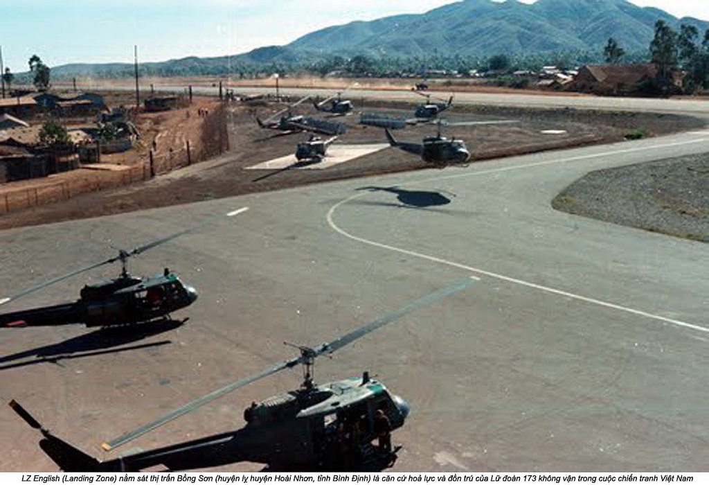 Trực thăng UH-1 của Mỹ đóng tại EZ English phục vụ cho các hoạt động quân sự của nước này tại Tây Nguyên.