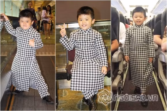 Thiếu gia nhí Hoàn Hảo luôn xuất hiện trong các buổi làm từ thiện của Hùng Cửu Long. Cũng giống như cha của mình, cậu bé thường diện những bộ áo dài sang trọng và đắt giá. Ảnh: Ngoisao.vn.