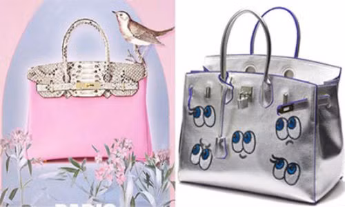 Nếu so sánh với túi Shy Girl hay Shy Family của Play No More (cũng là các mẫu túi bắt chước Hermes Kelly hay Birkin) thì BlingBlingSister có giá cao gấp 2 -3 lần và được đánh giá là có kiểu dáng lẫn chất lượng vượt trội.Ảnh: Túi BlingBlingSister (trái) và Shy Family của Play No More (phải).