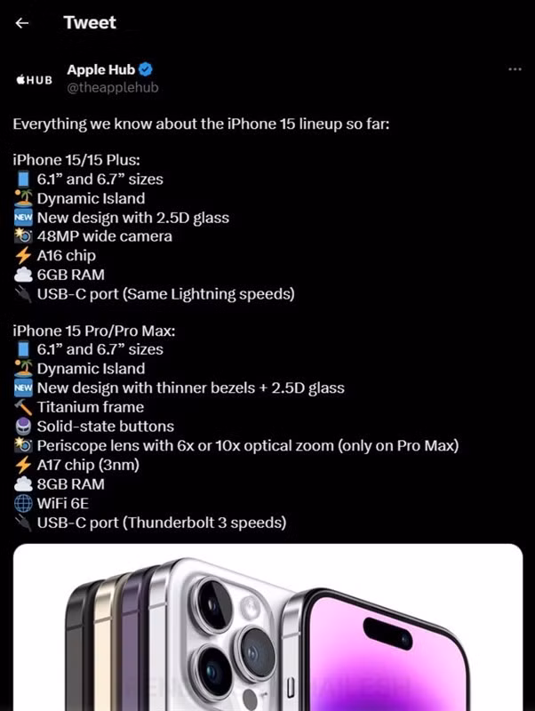 Các tin đồn trước đây cho thấy, iPhone 15 và iPhone 15 Plus đều sẽ có camera chính với độ phân giải 48 MP. Một nguồn tin khác lại cho rằng, thiết kế mới đang được đồn đoán có thể có dạng bo tròn.