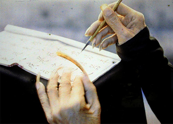 Bức ảnh "Móng tay của nhà nho". Theo quan niệm xưa, người cầm bút không làm các công việc chân tay, chỉ chuyên tâm cho việc học hành, sách vở.