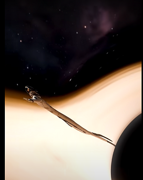 Nếu rơi vào một hố đen nhỏ (cỡ Trái Đất), lực thủy triều sẽ nhanh chóng xé nát bạn trước khi bạn kịp nhận thức chuyện gì đang xảy ra. (Ảnh: Youtube/Zack D. Films)