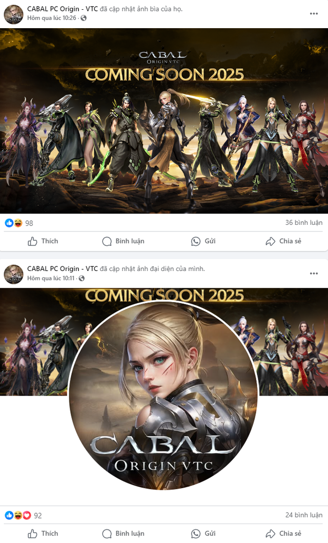 Fanpage chính thức của CABAL liên tục cập nhật, thu hút sự quan tâm của cộng đồng game thủ về ngày trở lại. (Ảnh: gamek)