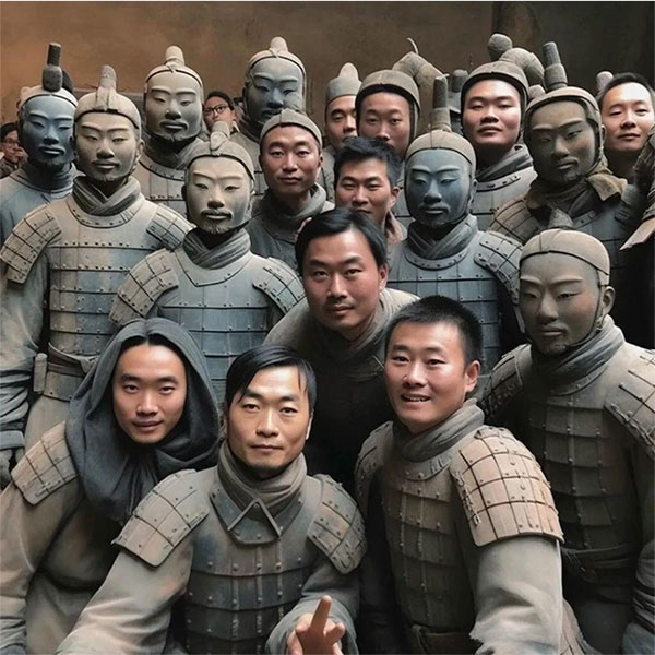 Một số bức ảnh còn thể hiện phong cách hiện đại, như hình ảnh các binh sĩ selfie. (Ảnh: Sohu)