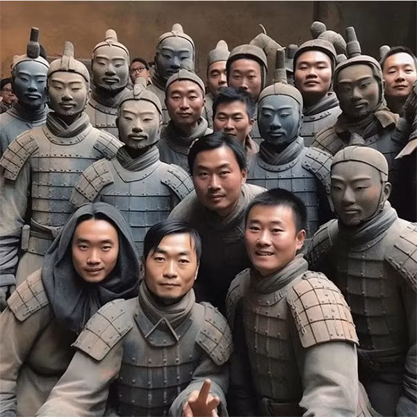 Một số bức ảnh còn thể hiện phong cách hiện đại, như hình ảnh các binh sĩ selfie. (Ảnh: Sohu)