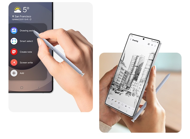 S-Pen và khả năng phác thảo thành hình ảnh: Người dùng có thể vẽ phác thảo bằng bút S-Pen và AI sẽ biến thành hình ảnh thực tế, tính năng mà iPhone không có. (Ảnh: Samsung)
