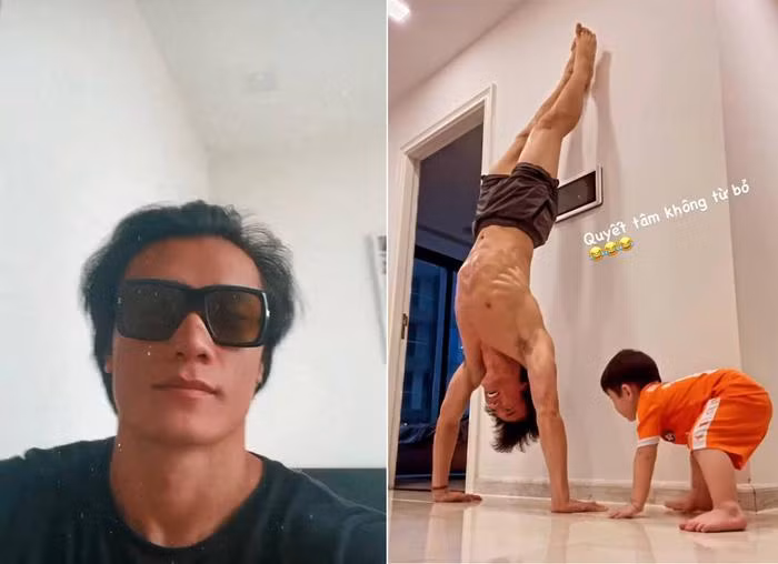 Trong thời gian nghỉ ở nhà giãn cách xa hội, Bùi Tiến Dũng vẫn tự duy trì rèn luyện thể lực tại nhà.