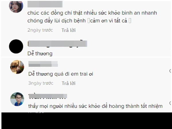 Dưới đoạn clip TikTok nhiều bình luận để lại tỏ ra thích thú, phần lớn netizen đều chúc sức khỏe các nhân viên y tế để hoàn thành tốt nhiệm vụ.