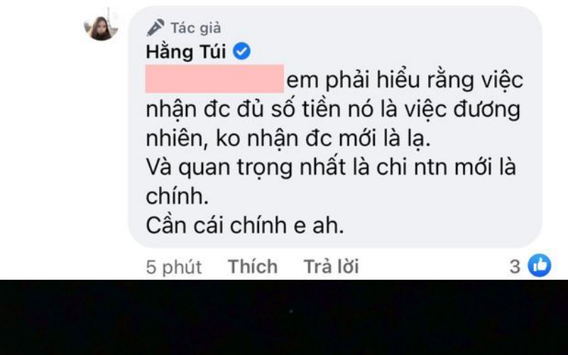 Bản thân hot mom Hằng Túi khẳng định tài khoản Thuỷ Tiên nhận được tiền là chuyện hiển nhiên.