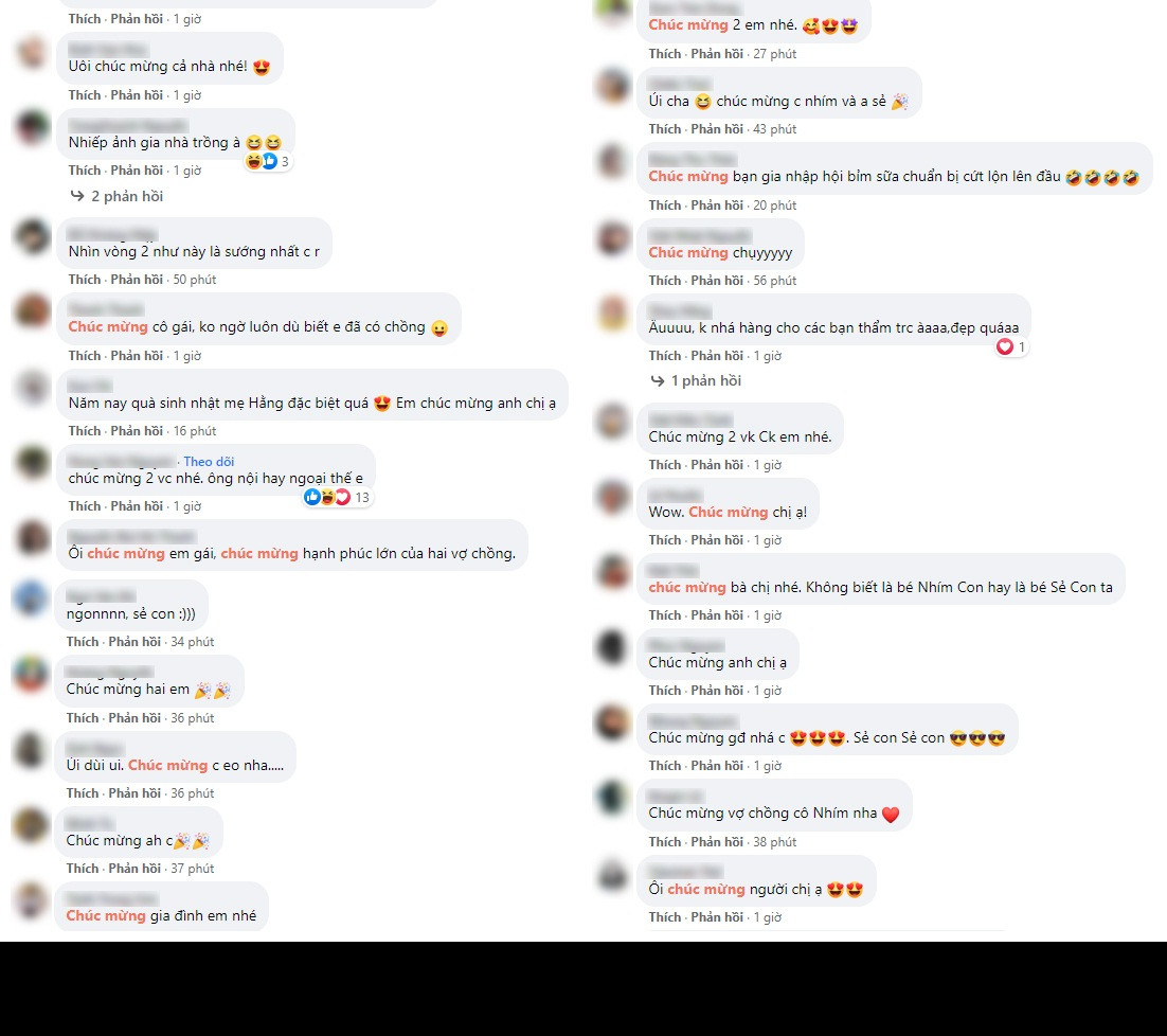 Bên cạnh lời chúc mừng, không ít fans còn khen ngợi vóc dáng đẹp, thon gọn của Mỹ Hằng dù đang mang bầu những tháng đầu của thai kỳ.