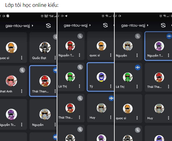 Để biến buổi học online trở nên thú vị hơn, nhiều nhóm học sinh đã nảy ra ý tưởng đổi hết ảnh nền thành các nhân vật phim hoạt hình, nhân vật phim tuổi thơ cực kỳ thú vị. Ảnh: Bảo Bảo