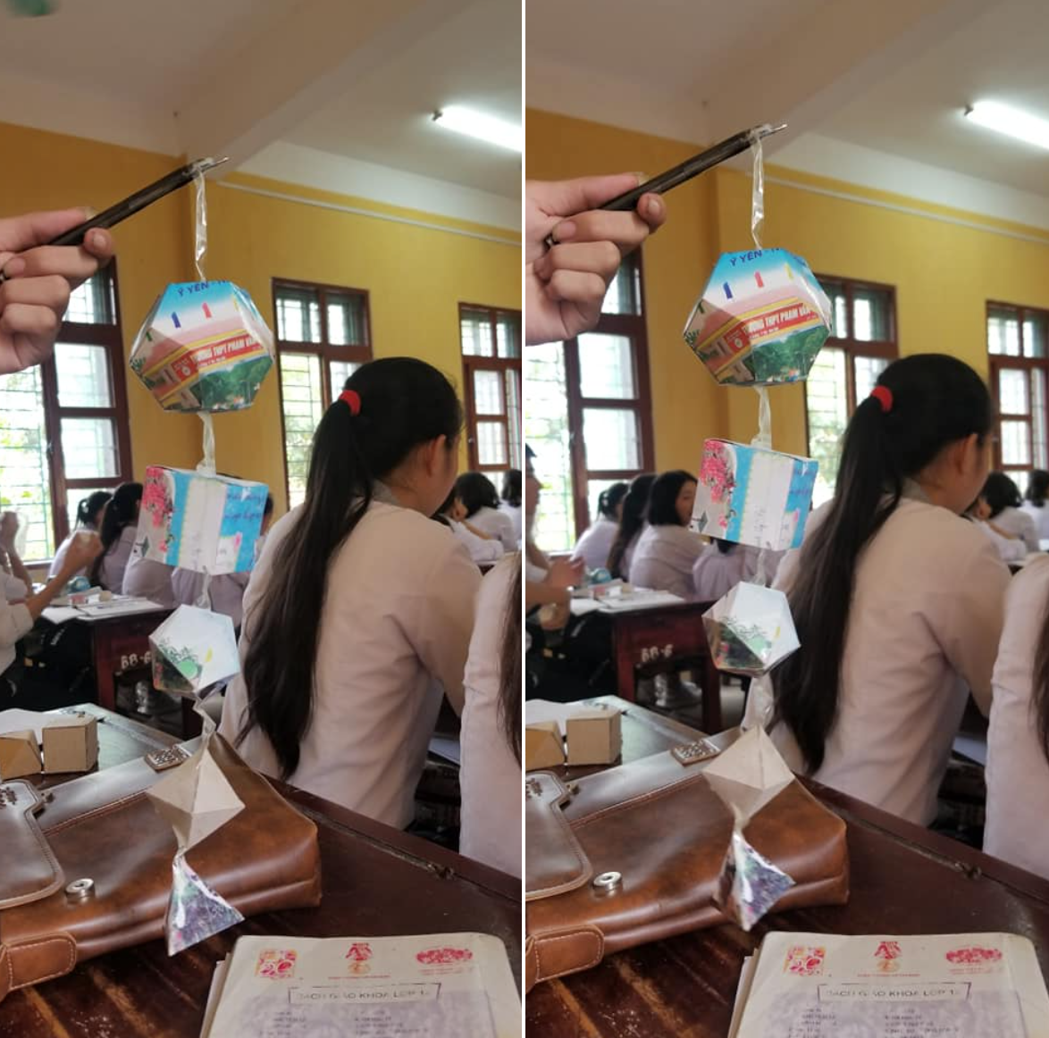 Đèn lồng theo phong cách hình học đậm chất học sinh. Ảnh: Tuyên Nguyễn