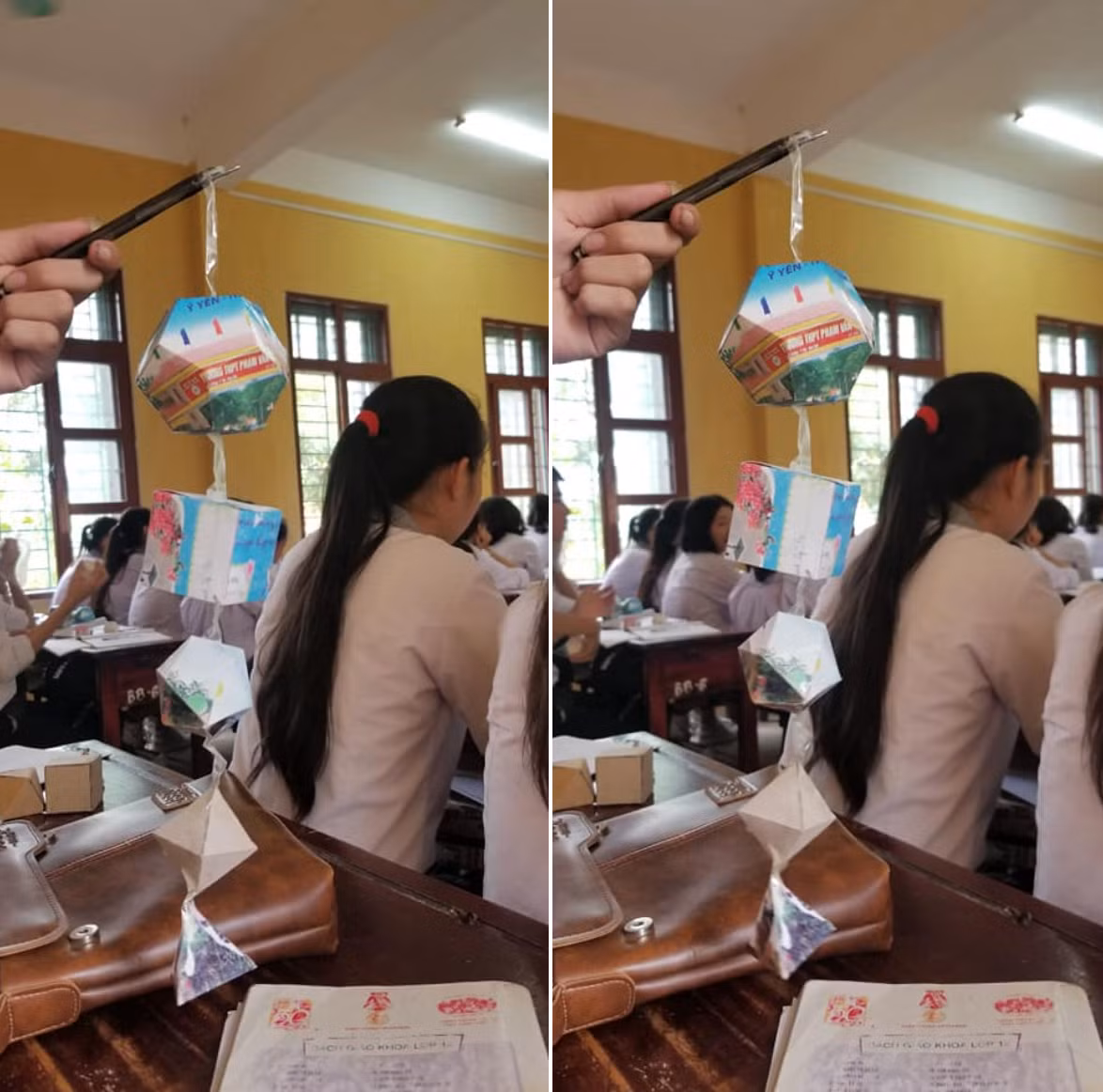 Đèn lồng theo phong cách hình học đậm chất học sinh. Ảnh: Tuyên Nguyễn