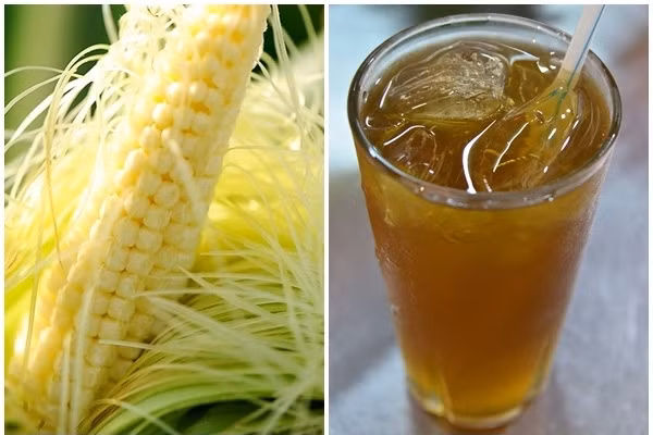 Nước râu ngô. Có thể nói râu ngô là loại thuốc tổng hợp của nhiều loại vitamin và chất chống oxy hóa cực mạnh. Theo Đông y, sâm lại có tính bình, vị ngọt có công dụng lợi tiểu, lợi mật… Vì thế người ta thường dùng râu ngô chế biến thành đồ uống bổ dưỡng, hạ nhiệt trong ngày hè oi nóng. Ảnh: Doisongphapluat.