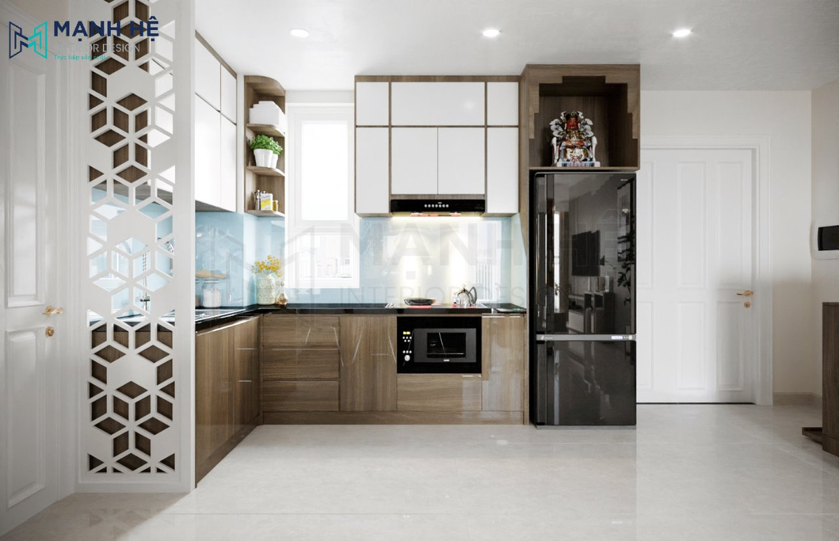 Kị bếp đặt dưới xà ngang (dầm, đà): Một xà ngang đặt trực tiếp trên bếp gây cảm giác áp bức và có thể tạo ra một lực đè nén lên khu vực nấu nướng. 