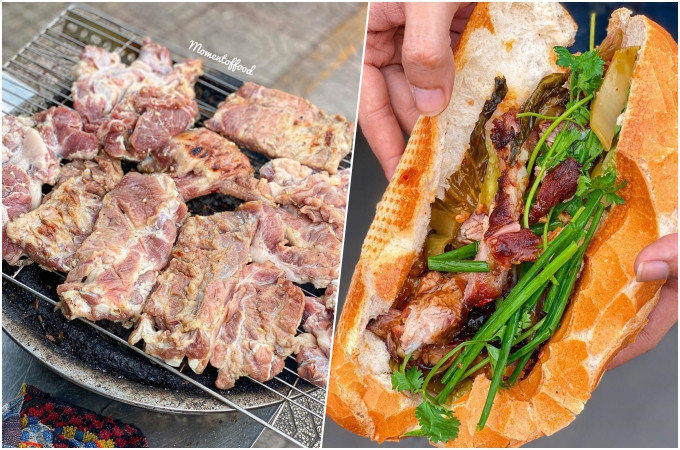 Phần thịt nướng được chủ quán chủ quán là cô Trương Thị Cẩm Hường sơ chế sạch sẽ rồi ướp trong nhiều giờ cùng các loại gia vị.