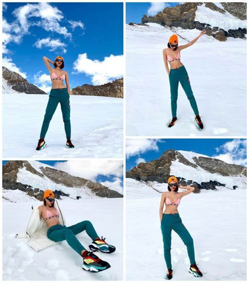 Người mẫu Minh Triệu cũng khiến cư dân mạng không khỏi thắc mắc về mục đích mặc bikini giữa tiết trời khắc nghiệt để làm gì.