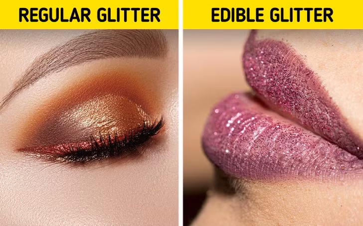 5. Trang điểm kim tuyến: Hầu hết chị em khá yêu thích các mỹ phẩm kim tuyến lấp lánh. Tuy nhiên, các sản phẩm kim tuyến thông thường có tác động tiêu cực đến môi trường. Thay vào đó, chúng ta có thể sử dụng những bông hoa và cánh hoa nhỏ gắn kim tuyến cũng khá xinh xắn.