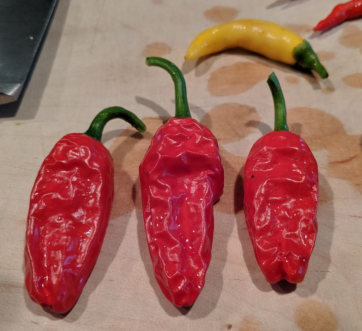 Ớt: Ớt, đặc biệt là những loại thực sự cay chứa hàm lượng capsaicin cao dễ cháy. Khi capsaicin tiếp xúc với sóng điện từ trong lò vi sóng, nó bắt đầu bốc khói và có thể dễ bị bắt lửa. Lửa và khói tỏa ra từ lò vi sóng gây kích ứng da và cảm giác bỏng rát.