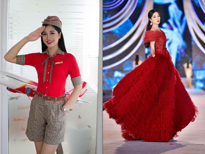 Nhờ chiều cao 1,76 m, thí sinh này mặc đẹp mọi phong cách, từ đầm xòe, váy ôm, chân váy bút chì cho đến quần jeans, áo thun đơn giản.