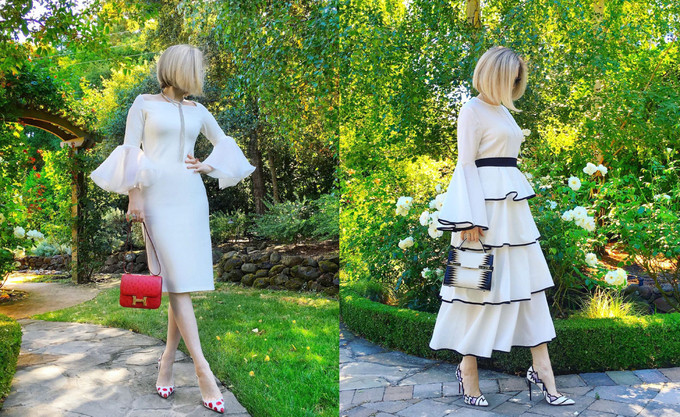 Trong từng bức ảnh trên Instagram, Lena còn thể hiện khả năng phối hợp trang phục sành điệu. Cô luôn dùng giày và túi xách có cùng tông màu và đều thuộc các thương hiệu đình đám.