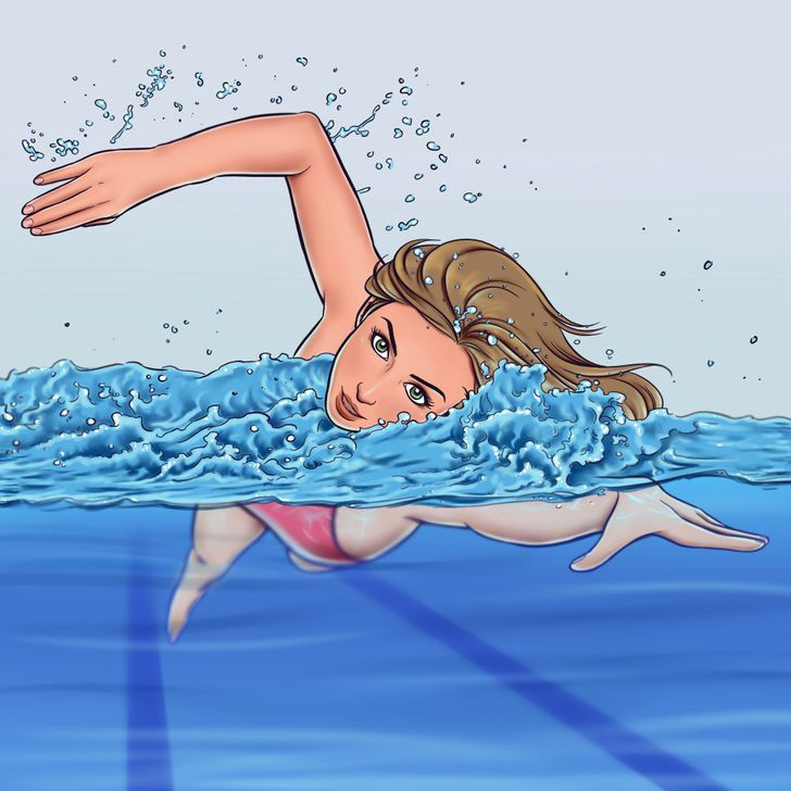 Bơi lội giúp tiêu hao năng lượng và cải thiện sức khoẻ. Bơi lội giúp ngăn ngừa bệnh tiểu đường, đột quỵ và các bệnh lý tim mạch. Đặc biệt, bơi lội là bài tập tăng cường cơ bắp rất tốt mà không ảnh hưởng xấu đến đầu gối hoặc hông. Một giờ bơi sải có thể tiêu hao đến 409 calo.