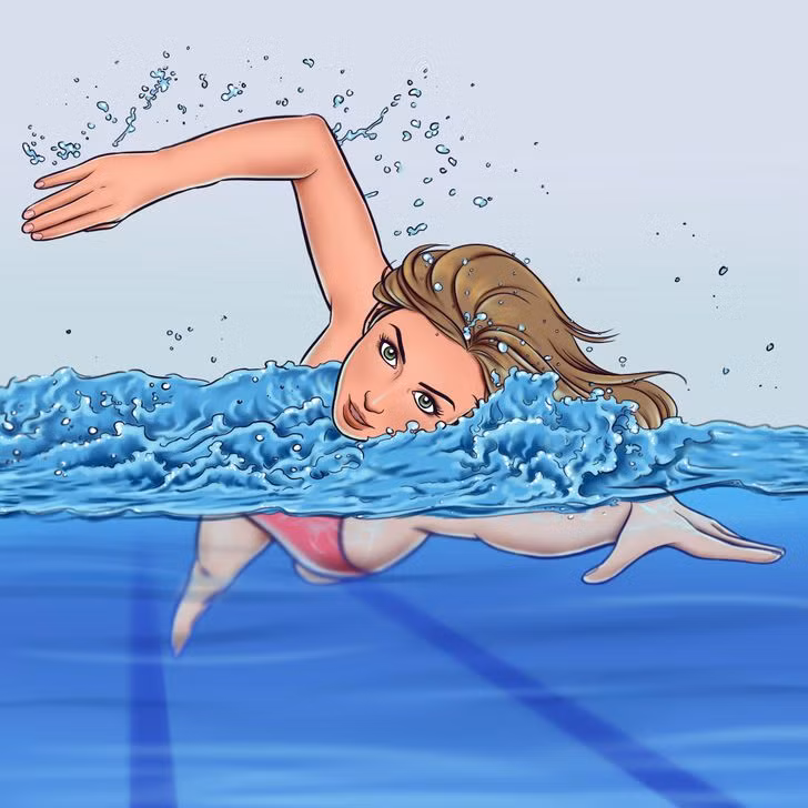 Bơi lội giúp tiêu hao năng lượng và cải thiện sức khoẻ. Bơi lội giúp ngăn ngừa bệnh tiểu đường, đột quỵ và các bệnh lý tim mạch. Đặc biệt, bơi lội là bài tập tăng cường cơ bắp rất tốt mà không ảnh hưởng xấu đến đầu gối hoặc hông. Một giờ bơi sải có thể tiêu hao đến 409 calo.