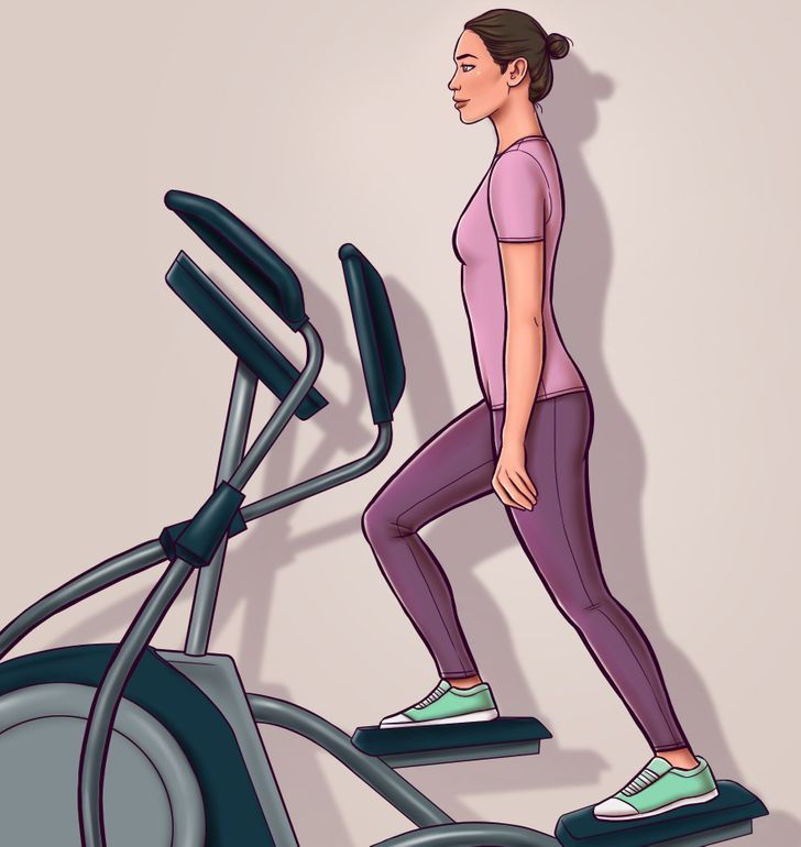 Tập với máy: Tập luyện với sự hỗ trợ của máy tập giúp vận động toàn bộ cơ thể, có thể tập trung tác động đến từng bộ phận ở thân dưới như bắp chân, đùi, mông hay cánh tay, lưng, cơ ở thân trên. Đây là bài tập có cường động vận động trung bình, tốt cho phụ nữ muốn lấy lại vóc dáng sau khi mang thai. Một giờ tập với máy có thể tiêu hao khoảng 335 calo.