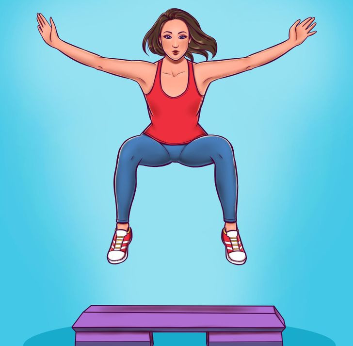 Thể dục nhịp điệu là bài tập được nhiều chị em lựa chọn vì thường được tập cùng với âm nhạc, giúp cải thiện tâm trạng. Bài tập này không chỉ giúp đốt cháy chất béo mà còn cải thiện sức khoẻ tim mạch. Thể dục nhịp điệu không gây căng thẳng cho các khớp, rất tốt cho người bị loãng xương. Một giờ tập có thể tiêu hao khoảng 372 calo.