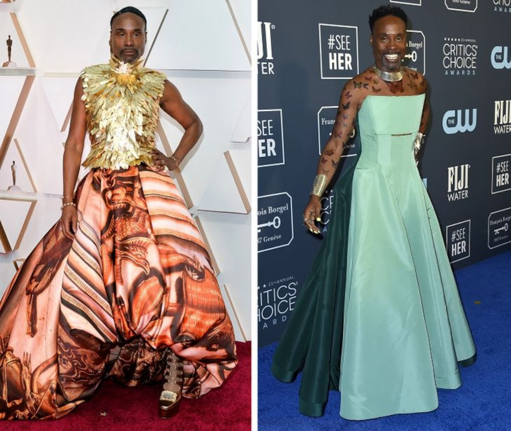 Là một sao nam mặc váy thường xuyên, Billy Porter liên tục "đánh bại" nhiều chị em trên thảm đỏ khi anh xuất hiện với những mẫu váy cầu kỳ nhất, lấp lánh nhất và to nhất.