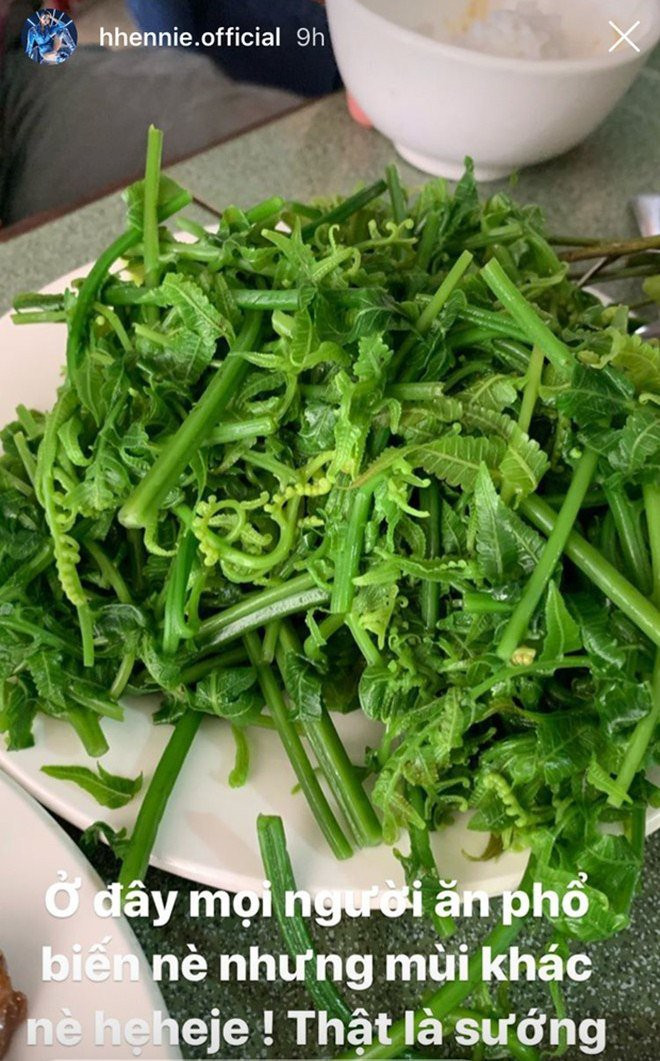 Hoa hậu cũng rất thích món rau dớn đặc sản của núi rừng quê mình.