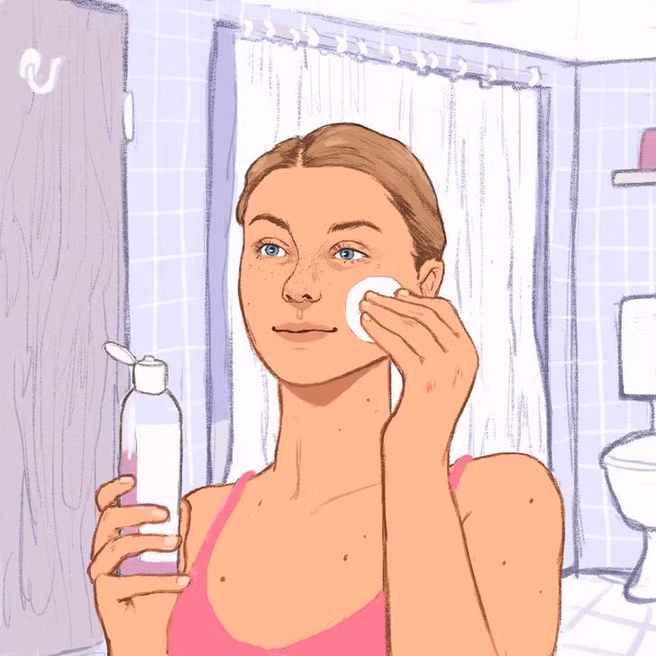 Toner: Thoa toner không phải là bước thiết yếu trong quy trình làm đẹp, nhưng nó sẽ mang lại nhiều lợi ích tuyệt vời cho làn da của bạn nếu sử dụng đều đặn sáng và tối. Sản phẩm này không chỉ làm giảm kích thước lỗ chân lông mà còn có tác dụng dưỡng ẩm và cân bằng độ pH cho da.