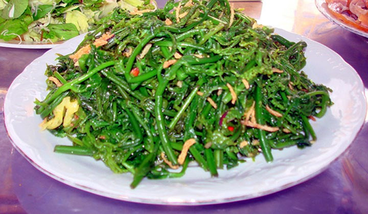 Rau rừng: Ba Vì là nơi cung cấp các loại rau rừng, ăn vừa ngon vừa lạ như rau Tầm Bóp, rau Chin xào tỏi hoặc nấu canh. Hoa chuối rừng nộm, hoa chuối nấu canh với rau cải chua…Ảnh: Internet.
