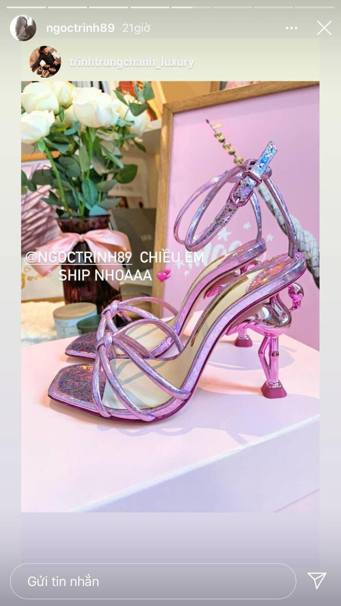 Có thể thấy dù đế khá thấp nhưng vì kiểu mẫu quá ưng ý nên Ngọc Trinh không ngần ngại chốt đơn.
