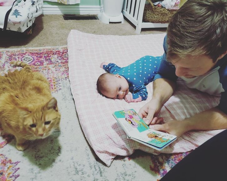 Còn gì tuyệt vời hơn việc được chơi đùa và nghe bố đọc sách.