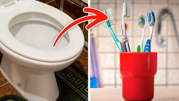 Bàn chải đánh răng: Các nha sĩ khuyên bạn nên để bàn chải đánh răng càng xa bồn cầu càng tốt, ở nơi có thể khô hoàn toàn. Ảnh: BS.