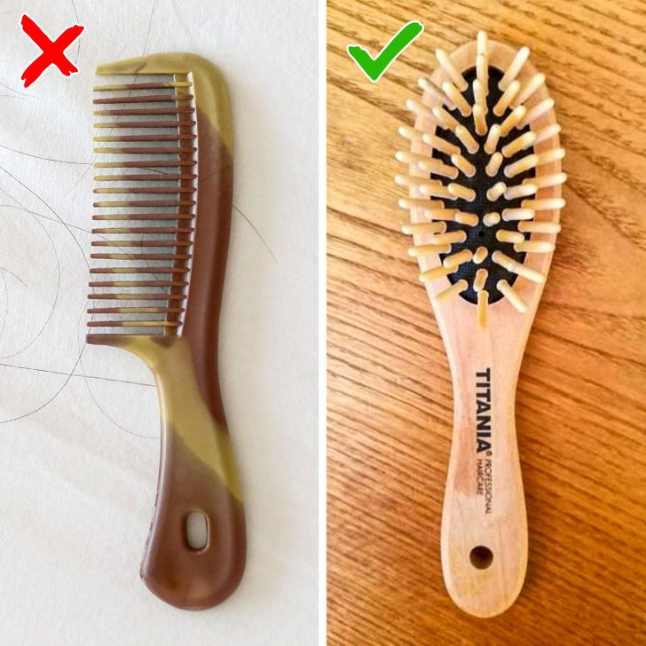Lược chải tóc kiểu cũ: Đồ vật này không giúp bạn trông đẹp hơn và thậm chí có thể làm hỏng tóc của bạn. Tuy nhiên, lược gỗ cải thiện lưu thông máu và củng cố cấu trúc tóc.