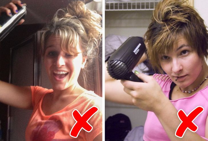 5. Do tạo kiểu tóc quá thường xuyên: Nếu sáp, gel hoặc keo xịt tóc không được loại bỏ hoàn toàn ra khỏi da đầu của bạn thì chúng sẽ tích tụ theo thời gian khiến tóc bạn nhờn và bẩn hơn. Theo thời gian, da đầu của bạn có thể bị kích ứng, khô và ngứa. Thêm vào đó, nhiệt và hóa chất từ các sản phẩm này cũng khiến tóc bạn yếu đi và dễ gãy rụng.