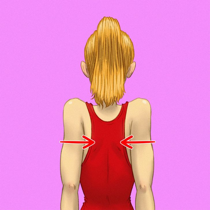 Kéo căng vai: Ngồi thẳng lưng, ép chặt hai bả vai về phía lưng hết sức có thể. Giữ nguyên tư thế trong nửa phút rồi thả lỏng. Lặp lại động tác 3 lần.